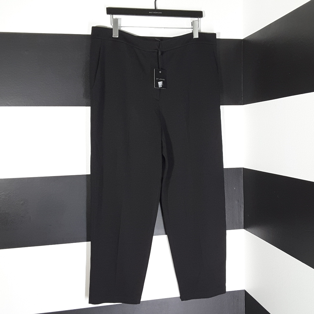 St John $595 Black Caviar Pocket Dress Pants Size 16 Nwt!